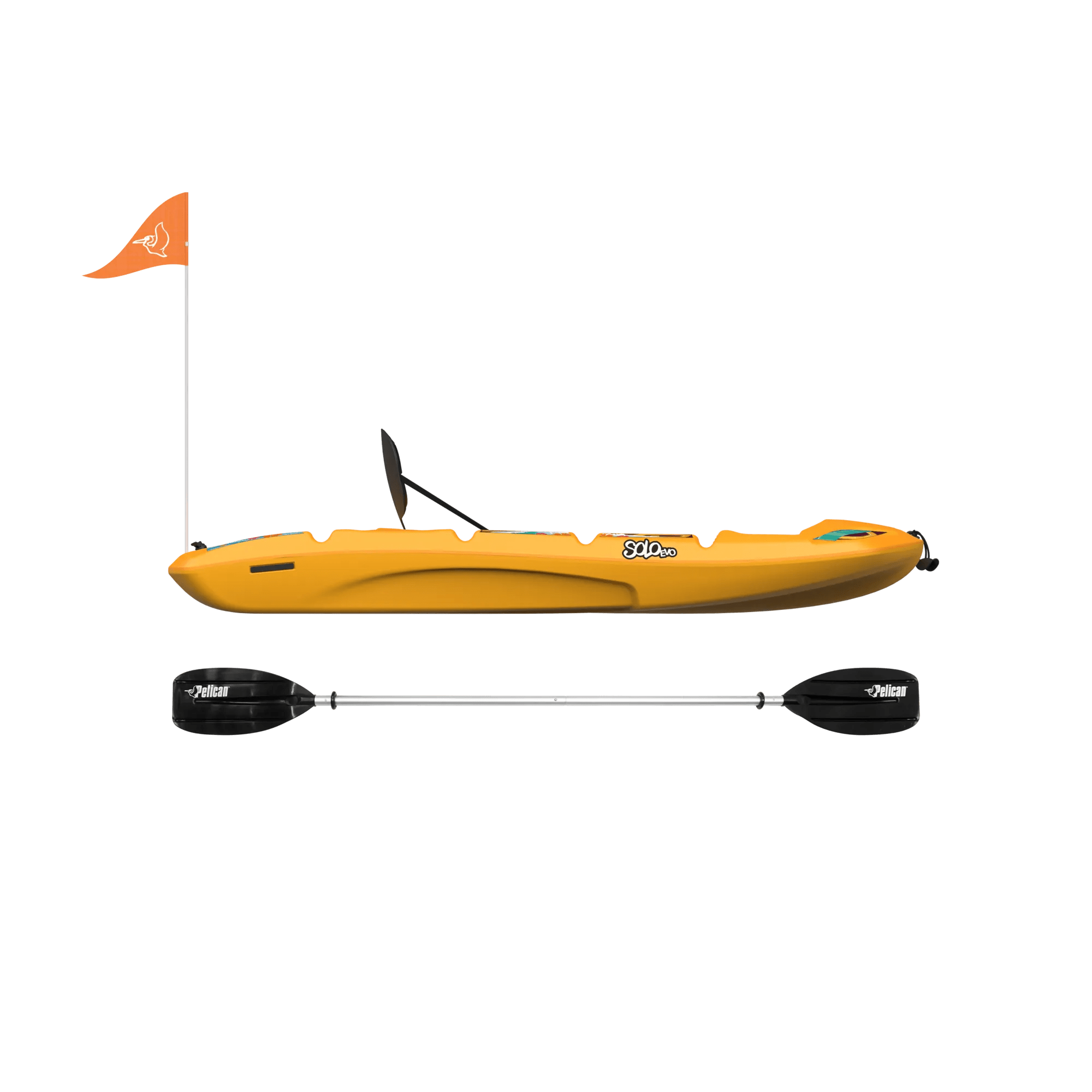 PELICAN - SOLO EVO DLX Kids Kayak with Paddle and Decals - Orange - MJS06P705-00 - SIDE