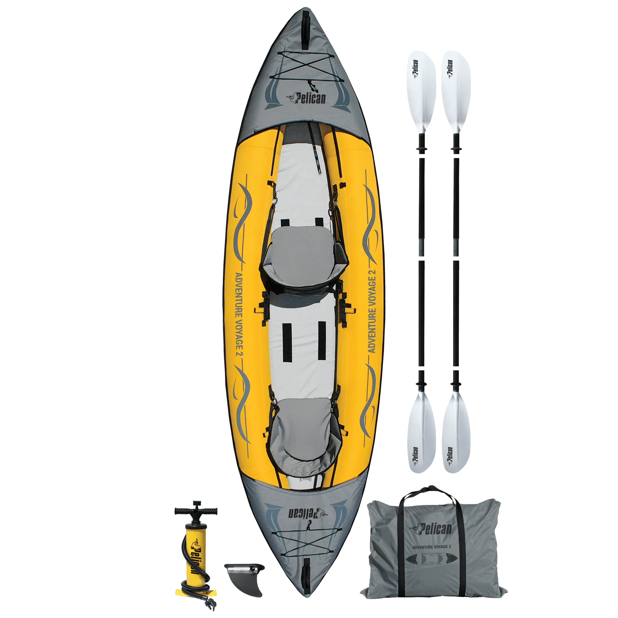 PELICAN - Adventure Voyage 2 Inflatable Kayak with Pump - Yellow - AE6023-PP - TOP